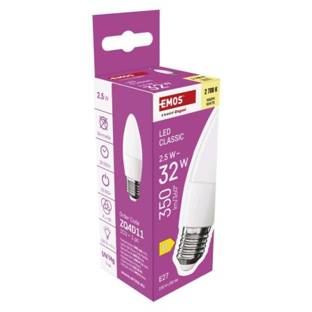 Lampadina LED Oliva E27 2.5W (35W) 350lm 2700K Luce Calda | EMOS ZQ4D11