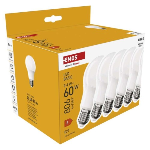 Set 6 Lampadine LED A60 E27 9.4W... Set 6 Lampadine LED A60 E27 9.4W...