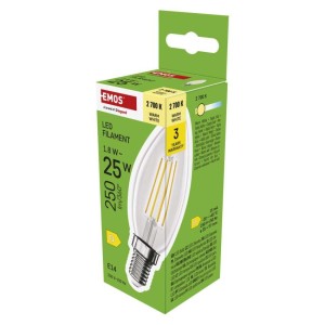 Lampadina LED Filamento Oliva E14 1.8W 250lm 2700K Luce Calda | Emos ZF3D02