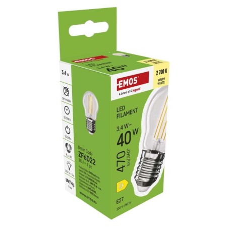 Lampadina LED Filamento Sfera E27 3.4W (40W) 470lm 2700K Luce Calda | Emos ZF6D22