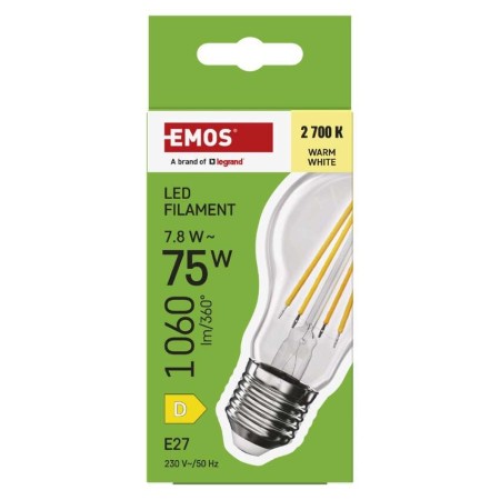 Lampadina LED Filamento Goccia E27 7.8W (75W) 1060lm 2700K Luce Calda | Emos ZF5D52