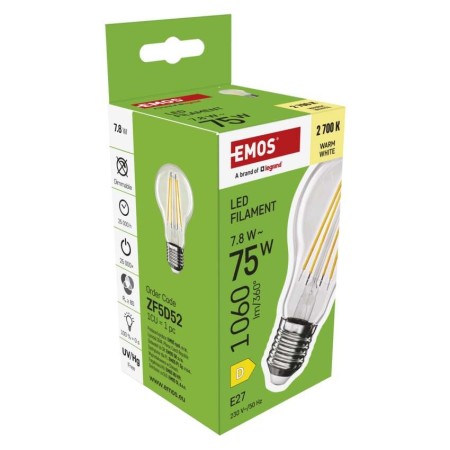 Lampadina LED Filamento Goccia E27 7.8W (75W) 1060lm 2700K Luce Calda | Emos ZF5D52