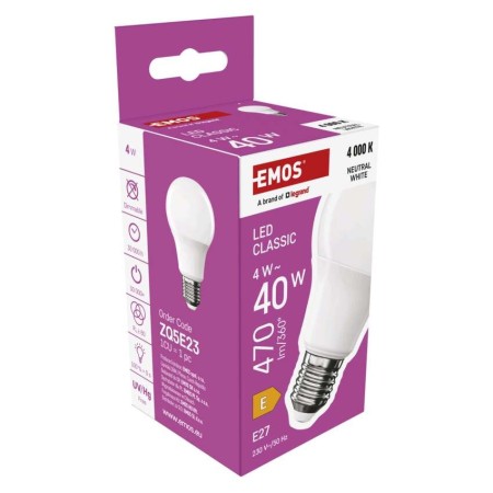 Lampadina LED 4W (40W) 4000K 470lm: Luce Neutra Efficiente | Emos ZQ5E23
