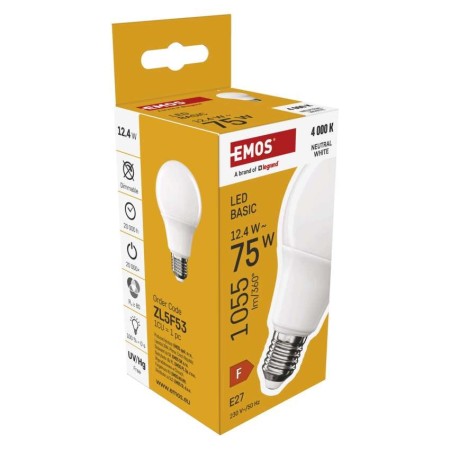 Lampadina LED Goccia E27 12.4W (75W) 1055lm 4000K Luce Neutra | Emos ZL5F53