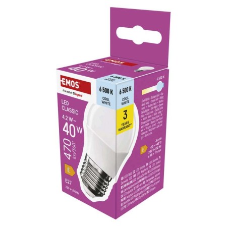 Lampadina LED Sfera E27 4.2W 470lm 6500K Luce Fredda | Emos ZQ6E24 Lampadina LED Sfera E27 4.2W 470lm 6500K Luce Fredda | Emos ZQ6E24
