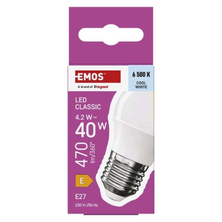 Lampadina LED Sfera E27 4.2W (40W) 470lm 6500K Luce Fredda | Emos ZQ6E24