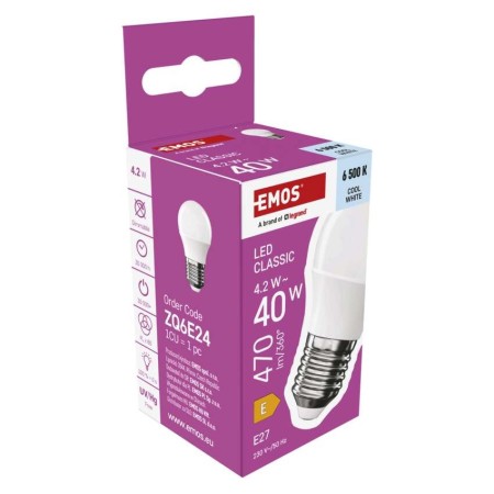Lampadina LED Sfera E27 4.2W (40W) 470lm 6500K Luce Fredda | Emos ZQ6E24