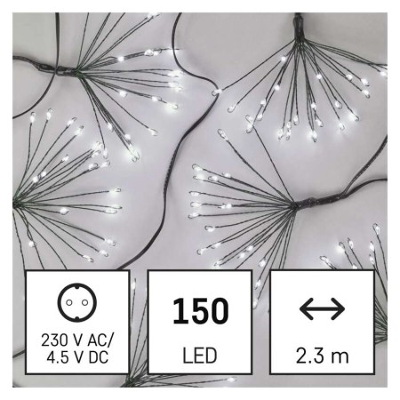 Catena NANO LED FIREWORKS: 150 LED Freddi, Filo Verde, timer, Interno | EMOS D3AC08