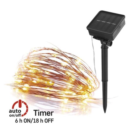 Catena Luminosa NANO LED Solare 12m Rame Luce Bianca Calda per Interni ed Esterni | Emos D3ZW01