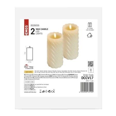 Candele in Vera Cera con Luce LED Calda e Timer | Emos DCCV17