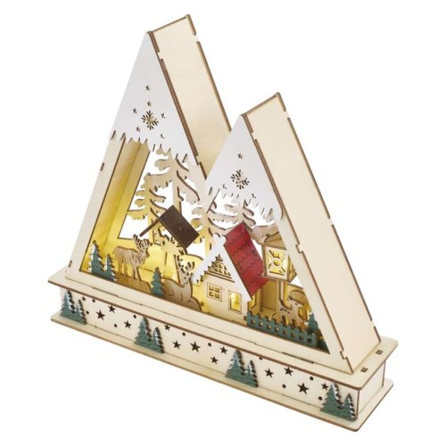 Paesaggio Natalizio LED in legno con luce calda, 23.5 cm, perfetto per un’atmosfera festiva e accogliente | Emos DCWW39