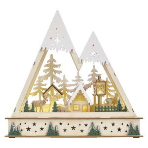 Paesaggio Natalizio LED in legno con luce calda, 23.5 cm, perfetto per un’atmosfera festiva e accogliente | Emos DCWW39 2