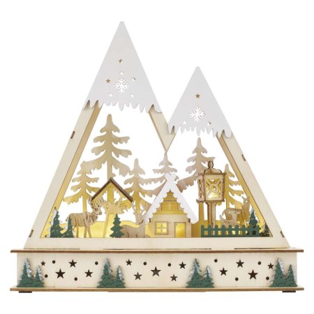 Paesaggio Natalizio LED in Legno 23.5 cm con Luce Bianca Calda e Timer | Emos DCWW39