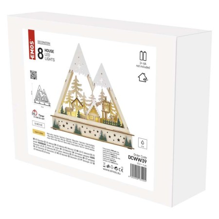 Paesaggio Natalizio LED in Legno 23.5 cm con Luce Bianca Calda e Timer | Emos DCWW39