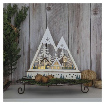 Paesaggio Natalizio LED in Legno 23.5 cm con Luce Bianca Calda e Timer | Emos DCWW39