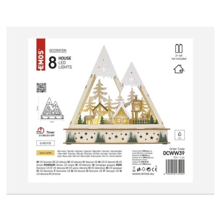Paesaggio Natalizio LED in Legno 23.5 cm con Luce Bianca Calda e Timer | Emos DCWW39