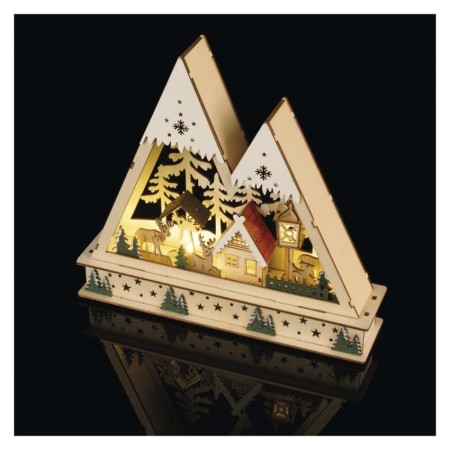 Paesaggio Natalizio LED in Legno 23.5 cm con Luce Bianca Calda e Timer | Emos DCWW39