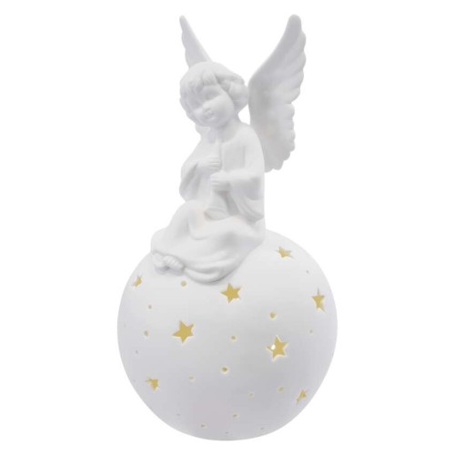 Splendido Angelo di Natale in Ceramica con Luci LED Bianche Calde | Emos DCLW33