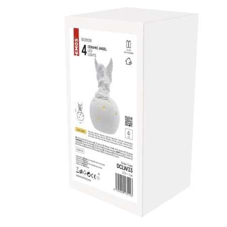 Splendido Angelo di Natale in Ceramica con Luci LED Bianche Calde | Emos DCLW33