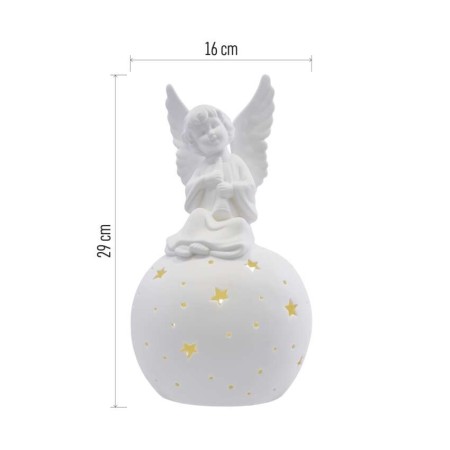 Splendido Angelo di Natale in Ceramica con Luci LED Bianche Calde | Emos DCLW33