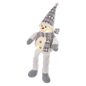 Pupazzo di Neve Natalizio LED Seduto 31 cm con Luce Bianca Calda 2