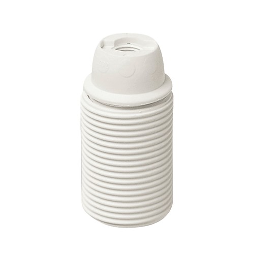 PORTALAMPADA E14 BIANCO FILETTATO  RESINA 0194