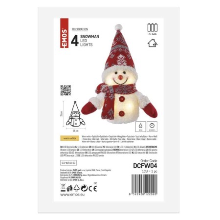 Pupazzo di Neve Natalizio LED con Luce Bianca Calda 25 cm | Emos DCFW04