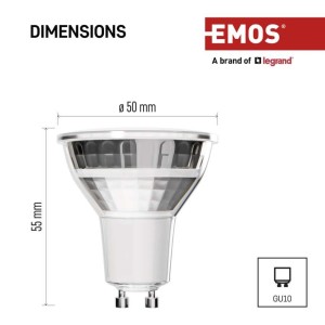 Lampadina LED GU10 3W Vetro Luce Fredda Finitura Argento Emos ZQ8E19 2