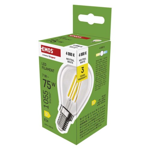 Lampadina LED Sfera E14 7W equivalente a 75w 1055lm 4000K Luce Neutra