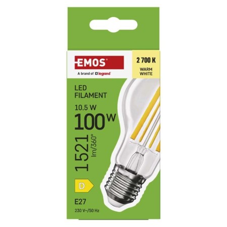 Lampadina LED Filamento Goccia E27 10.5W (100W) 1521lm 2700K Luce Calda | Emos ZF5D62
