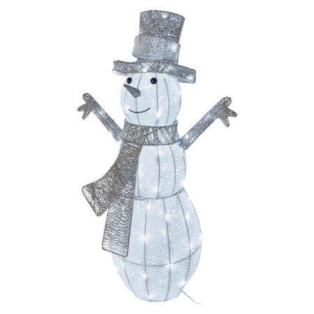 Pupazzo di Neve Natalizio LED in Rattan 82 cm con Luce Bianca Fredda e Timer | Emos DCFC33