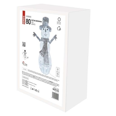 Pupazzo di Neve Natalizio LED in Rattan 82 cm con Luce Bianca Fredda e Timer | Emos DCFC33
