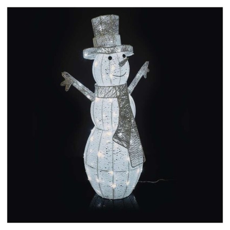 Pupazzo di Neve Natalizio LED in Rattan 82 cm con Luce Bianca Fredda e Timer | Emos DCFC33