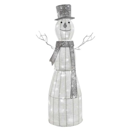 Pupazzo di Neve Natalizio LED in Rattan 124 cm, Luce Fredda da Interno con Timer | Emos DCFC01
