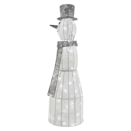 Pupazzo di Neve Natalizio LED in Rattan 124 cm, Luce Fredda da Interno con Timer | Emos DCFC01