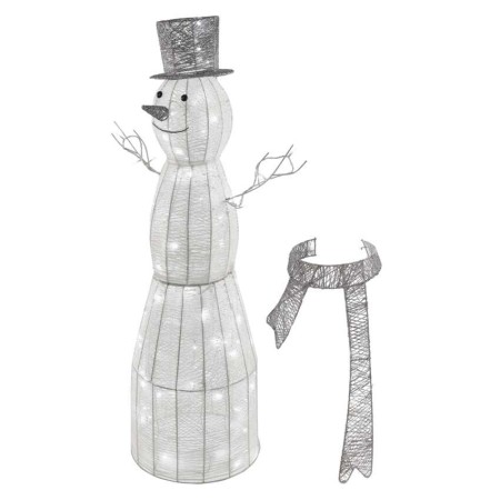 Pupazzo di Neve Natalizio LED in Rattan 124 cm, Luce Fredda da Interno con Timer | Emos DCFC01
