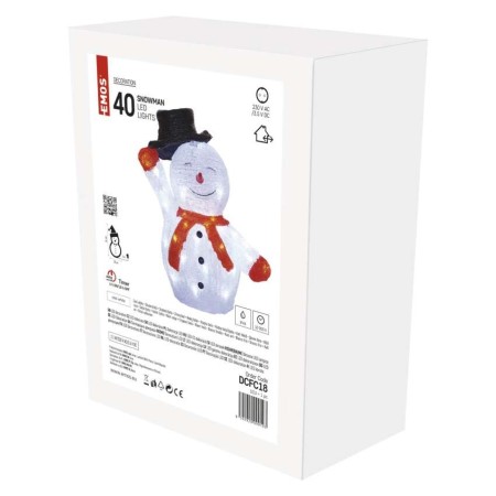 Pupazzo di Neve LED con Cappello 36 cm, per Interno ed Esterno, con Timer | Emos DCFC18