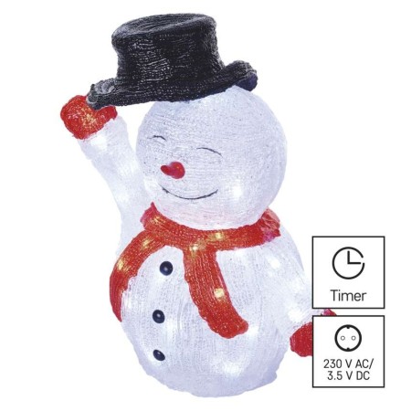 Pupazzo di Neve LED con Cappello 36 cm, per Interno ed Esterno, con Timer | Emos DCFC18