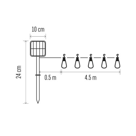 Catena Luminosa Solare 10 Luci LED Vintage 5 m per Interno ed Esterno | Emos DCPV02