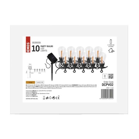 Catena Luminosa Solare 10 Luci LED Vintage 5 m per Interno ed Esterno | Emos DCPV02