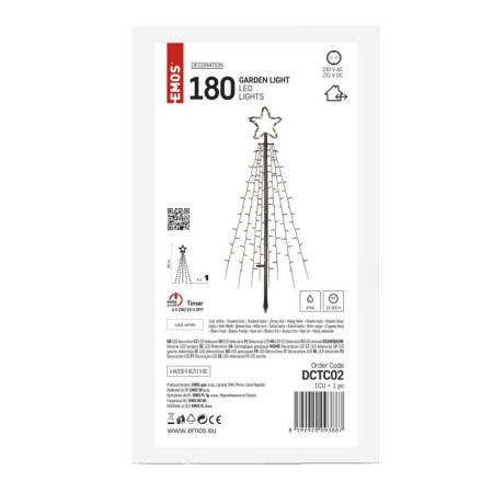 Albero di Natale LED da Giardino con Stella, 180 cm, Timer, Esterno | Emos DCTC02