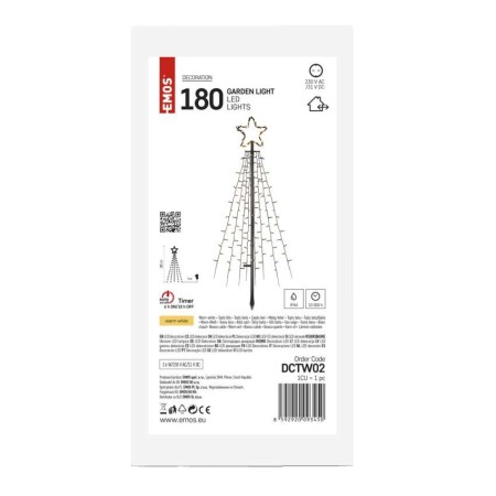 Albero di Natale LED da Esterno 180 cm con Stella, Luce Bianca Calda, Timer | Emos DCTC02