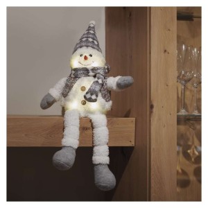 Pupazzo di Neve Natalizio LED Seduto 31 cm con Luce Bianca Calda