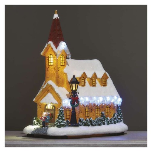 Chiesetta Innevata 6 LED a Batteria Decorazione Natalizia