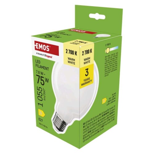 Lampadina LED Globo G95 E27 7.8W (75W) 1055lm 2700K Vetro Opale | Emos ZF2D52