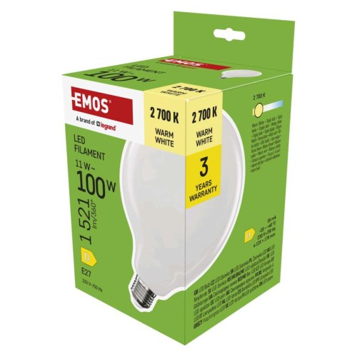 Lampadina LED Globo G125 E27 11W (100W) 1521lm 2700K Vetro Opale | Emos ZF2D62