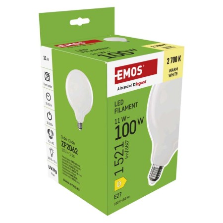 Lampadina LED Filamento Globo G125 E27 11W (100W) 1521lm 2700K Luce Calda | Emos ZF2D62