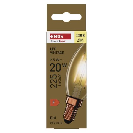 Lampadina LED Vintage Candela E14 2.5W (20W) 225lm 2200K Vetro Ambra | Emos Z53013