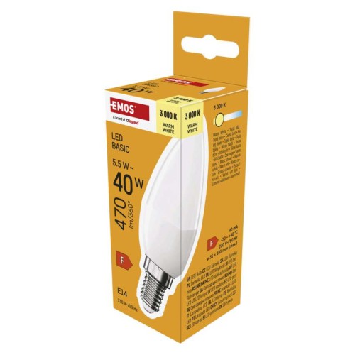 Lampadina LED Oliva E14 5.5W (40W) 470lm 3000K | Emos ZL3F22