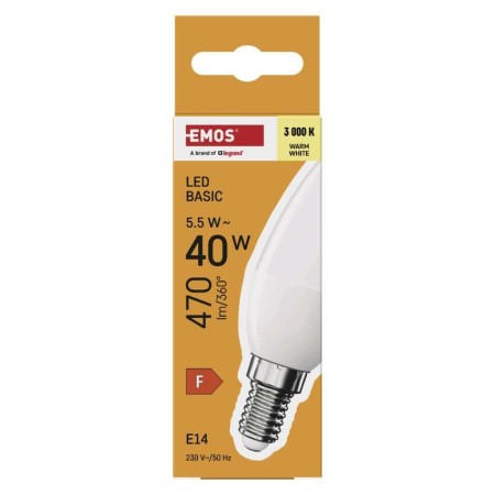 Lampadina LED Oliva E14 5.5W (40W) 470lm 3000K Luce Calda | Emos ZL3F22
